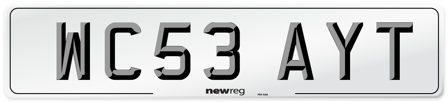 WC53 AYT Number Plate from New Reg